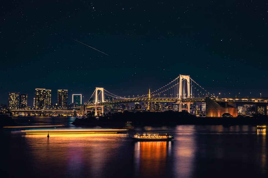 tokyo night skyline bridge 